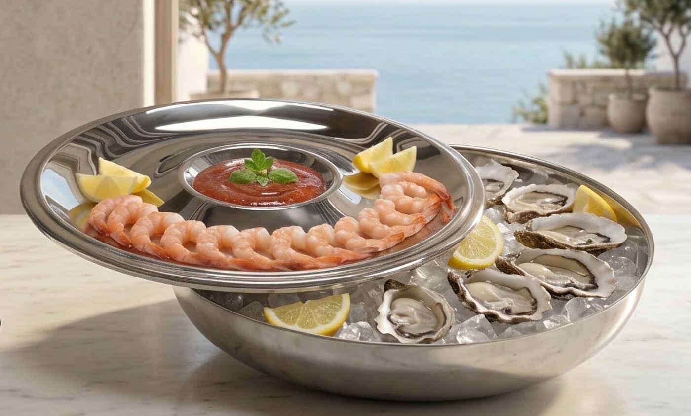 The AAF-01 Classic in use, shrimp and oysters over ice